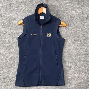 Notre Dame Fighting Irish Columbia Fleece Vest Womens XS Navy Blue Full Zip